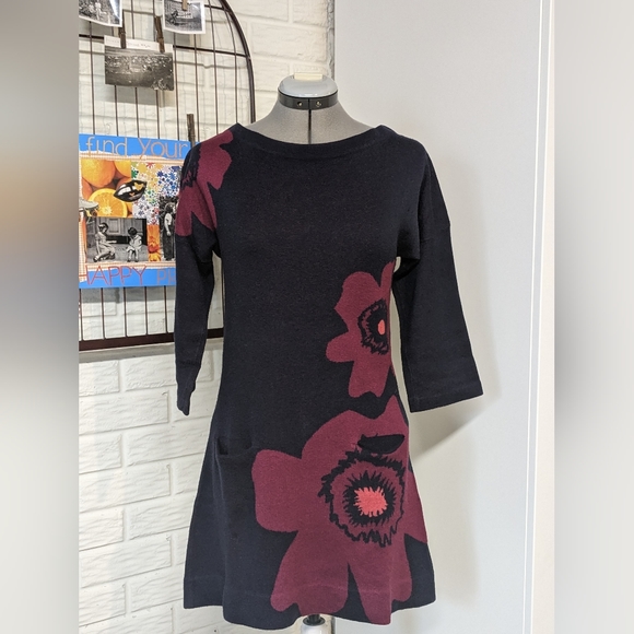 Anthropologie Field Flower XS Poppy tunic sweater navy plum - Picture 2 of 4